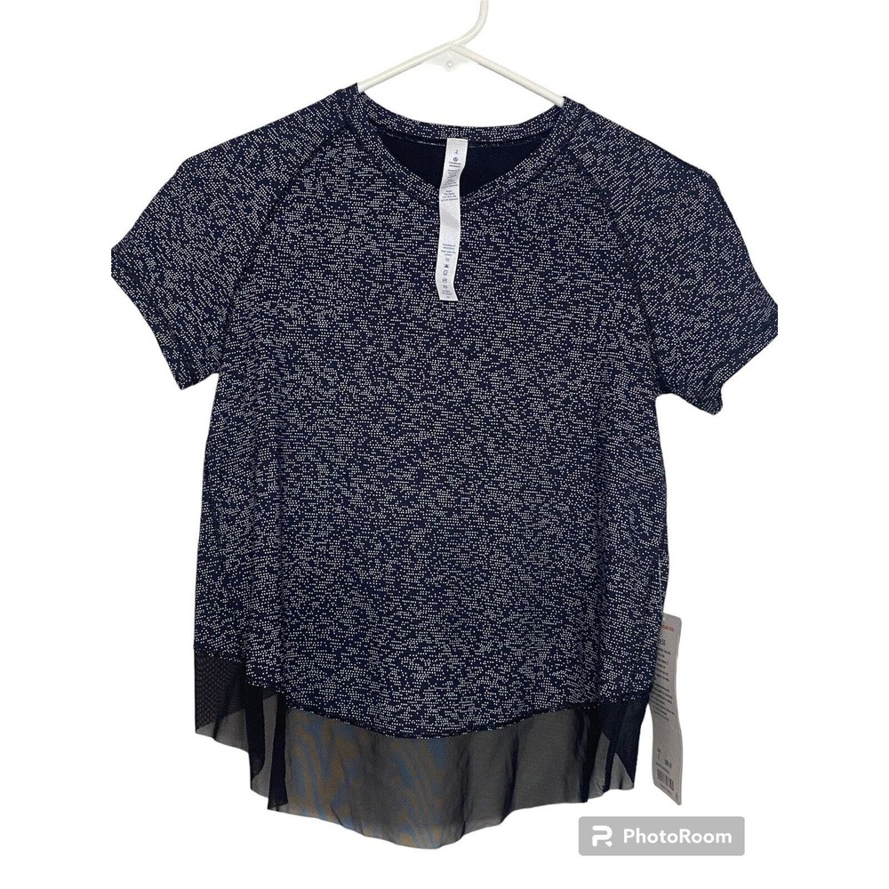 Lululemon Quick Pace Short Sleeve Soundwave White Black / Black - Size 2 NWT